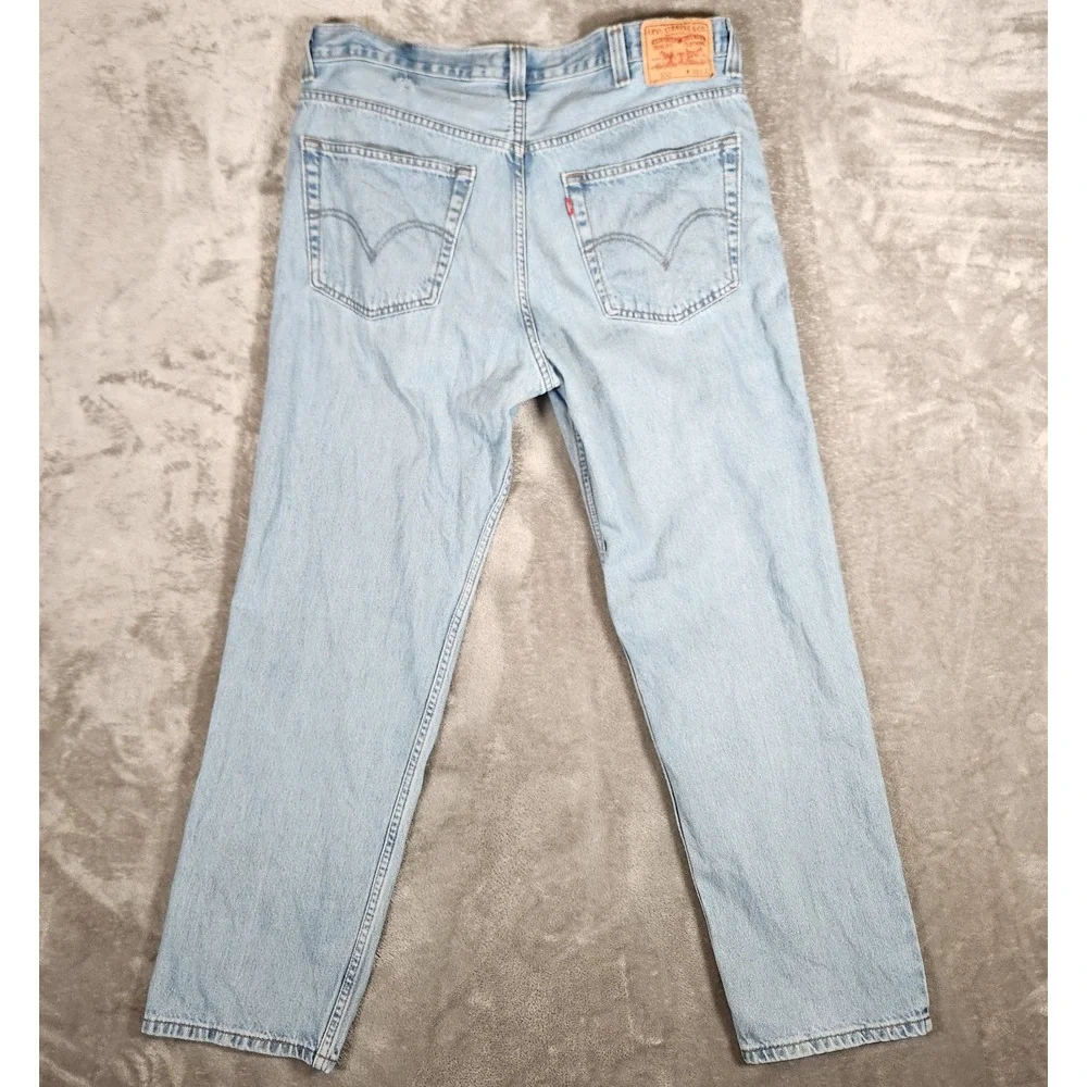 Levi's 550 Jeans Men's 38X31 (Tag 38X32) Blue Relaxed‎ STAIN and MISSING LOOP